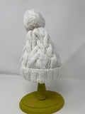 0-3 M White Acrylic Pom Pom Hat