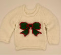 12-18 M White Acrylic Knit Sweater with Green and Red Bow
