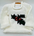 12-18 M White Acrylic Sweater with Holly Berries
