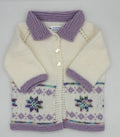 12-18 M White and Lavender Acrylic Fair Isle Knit Coat