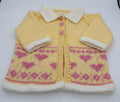 12-18 M Yellow and White Acrylic with Pink Hearts Knit Coat