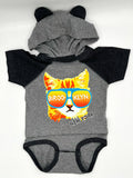 12 M Brooklyn Cool Cat Onesie Hoodie with Ears gray