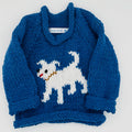 12 M Denim Blue Acrylic Knit Sweater with White Dog