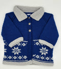12 M Royal Blue and White Snowflake Knit Coat