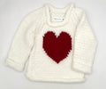 12 M White Acrylic Knit Sweater with Red Heart