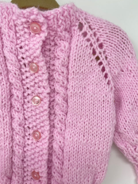 18-24 M Pink Acrylic Aran Knit Hat