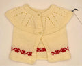 2-3 Y Cream Acrylic Knit Short Sleeve Sweater with Red Border