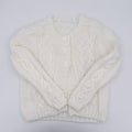 2-3 Y White Acrylic Knit Cardigan with Three Buttons