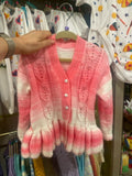 2 Y Pink Varigated Acrylic Knit Cardigan with Peplum