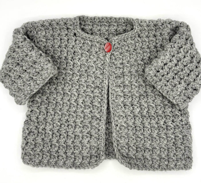 3-6 M Light Gray Acrylic Crochet Swing Jacket
