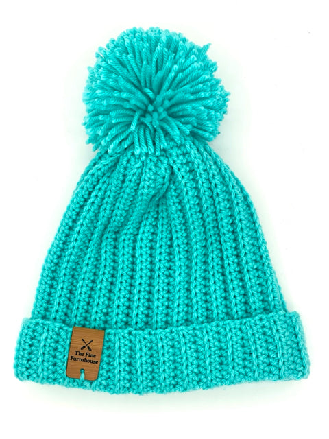 3-6 Y Acrylic Crochet Hat with Pom Pom