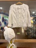 3 Y White Acrylic Aran Knit Hat