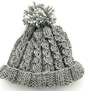 6-12 M - Handknit Gray Cable Hat