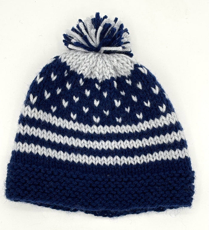 6-12 M Navy and Gray Acrylic Knit Beanie