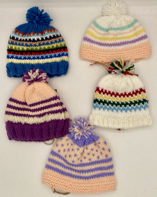 6-12 M Purpe Stripe Acrylic Knit Beanie