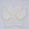 6-12 M White Acrylic Knit 3 Button Cardigan