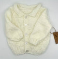 6-12 M White Acrylic Knit Cardigan