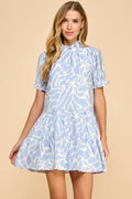 Abstract Puff Sleeves Dress