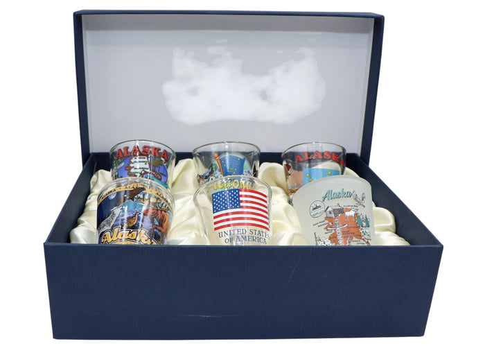 Alaska United States USA Souvenir Boxed Shot Glass Set (Set of 6)