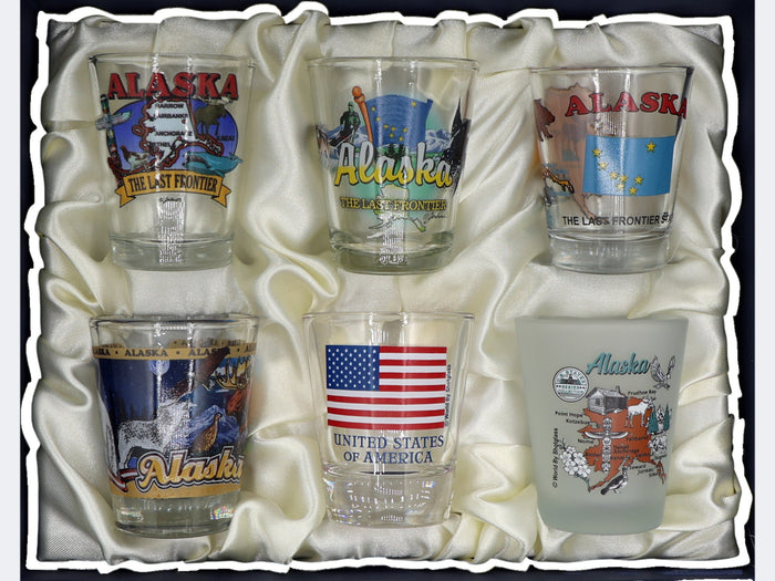 Alaska United States USA Souvenir Boxed Shot Glass Set (Set of 6)