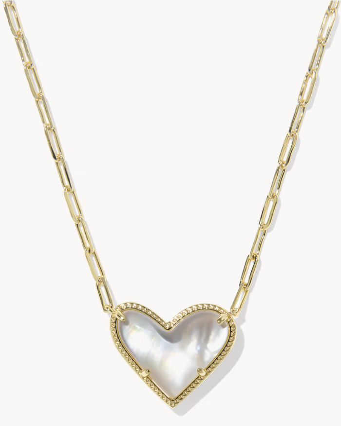 Ari Heart Gold Ivory MOP Pendant Necklace Kendra Scott