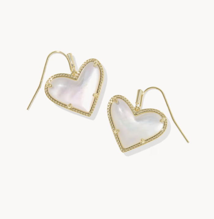 Ari Heart Statement Drop Gold Ivory MOP Earrings Kendra Scott