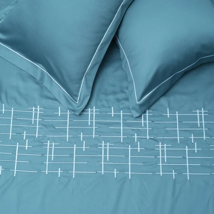 Art Imperal Grid (400 TC) - 100% Cotton King-Size Bedsheet + 2 Pillow Covers