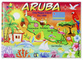 Aruba Graphic Map and Attractions Souvenir Fridge Magnet 2.5" X 3.5"