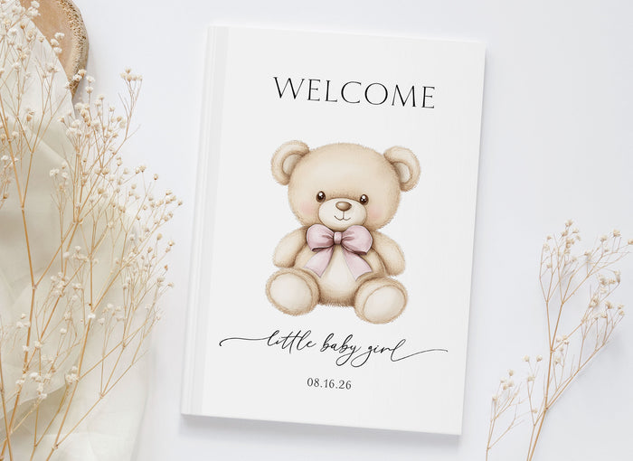 Baby Bear with Pink Bow Guest Book