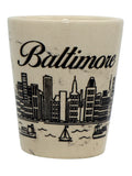 Baltimore Maryland Ceramic Marble Black Skyline Shot Glass