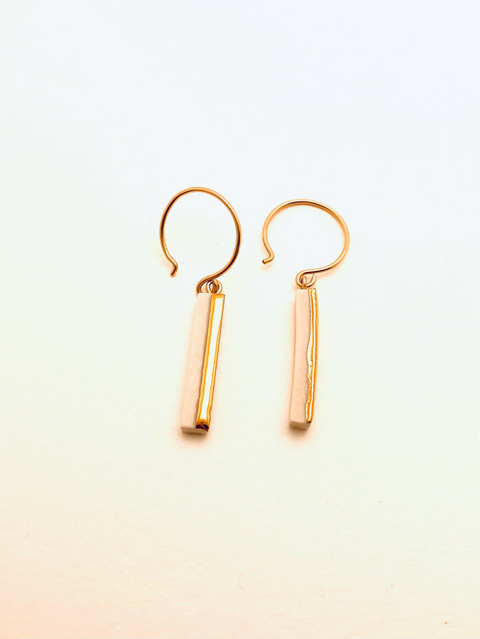 Bar Hoop Earrings, White