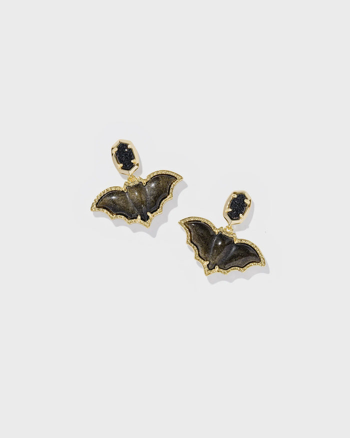 Bat Drop Gold Black Mix Earring Kendra Scott
