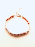 Beaded Center Stripe Bracelet, Silver and Red
