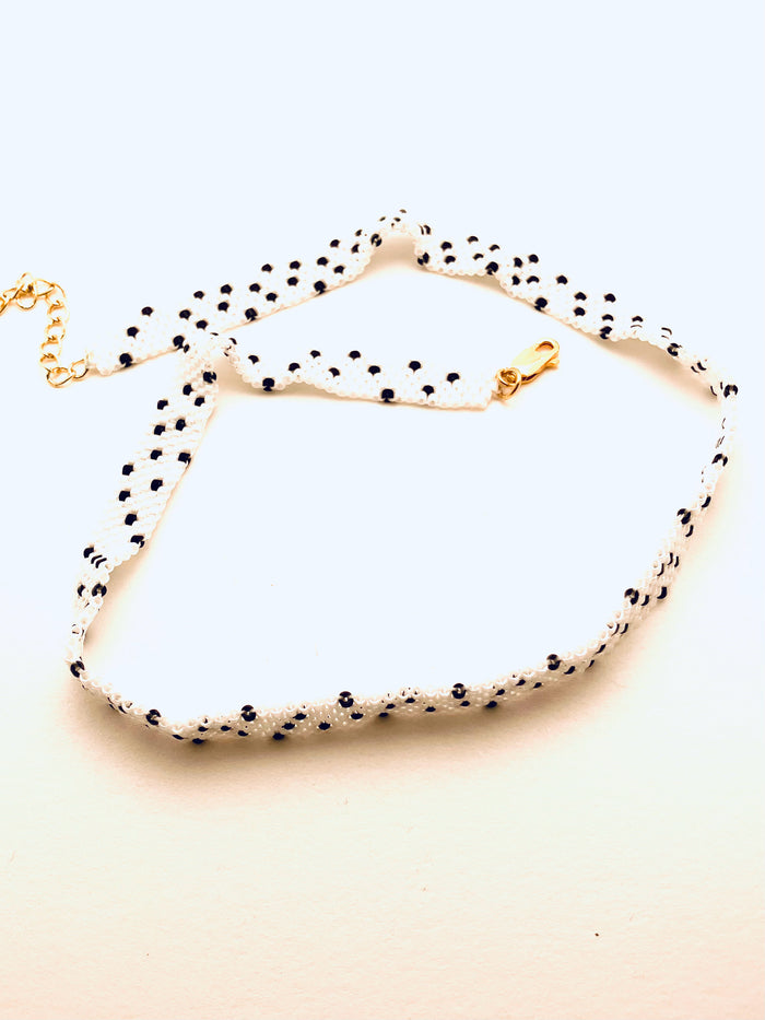 Beaded Wrap Bracelet, White and Black