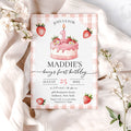 Berry First Strawberry Birthday Invitation Template Editable Invitation Corjl Digital Download