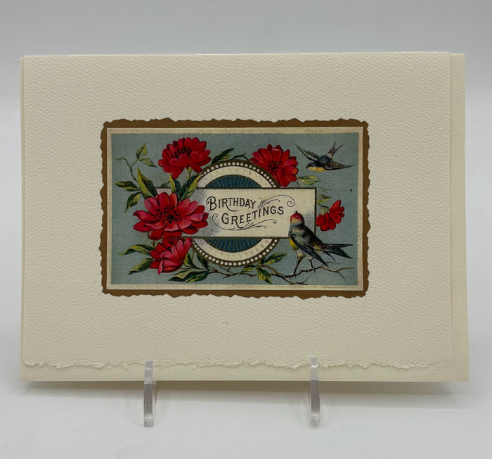 Birds And Roses Birthday Card