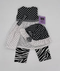 Black and White Dotted Dress with Hat & Zebra Pants for 18" Doll