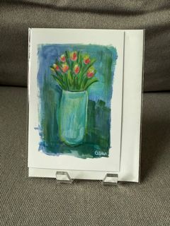 Blue And Green Tulips Card
