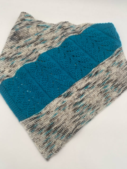 Blue Multi Wool Lace Knit Cowl