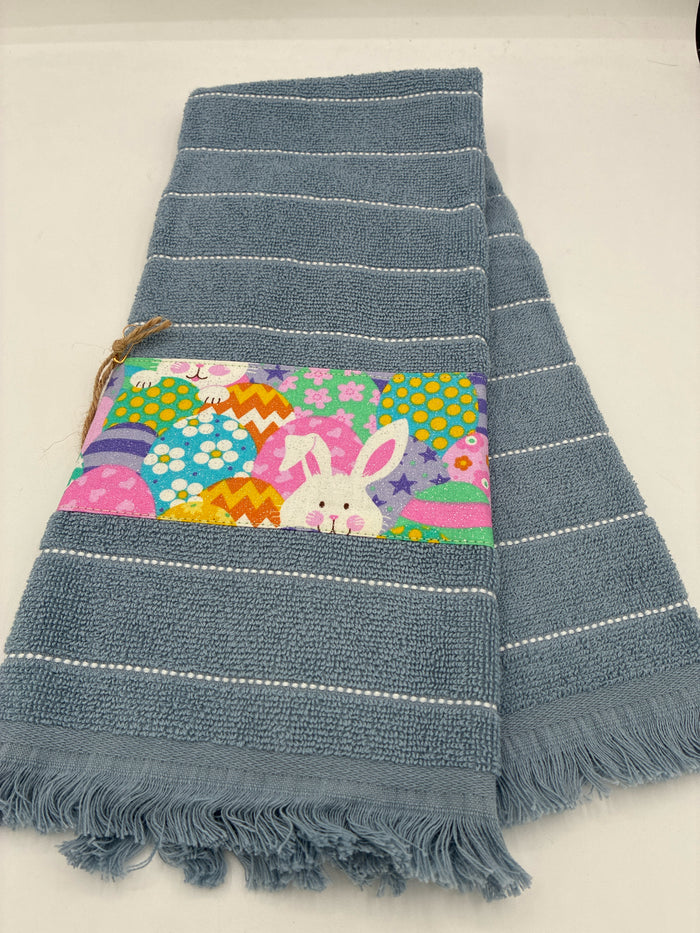 Blue Slate Towel with Easter Trim