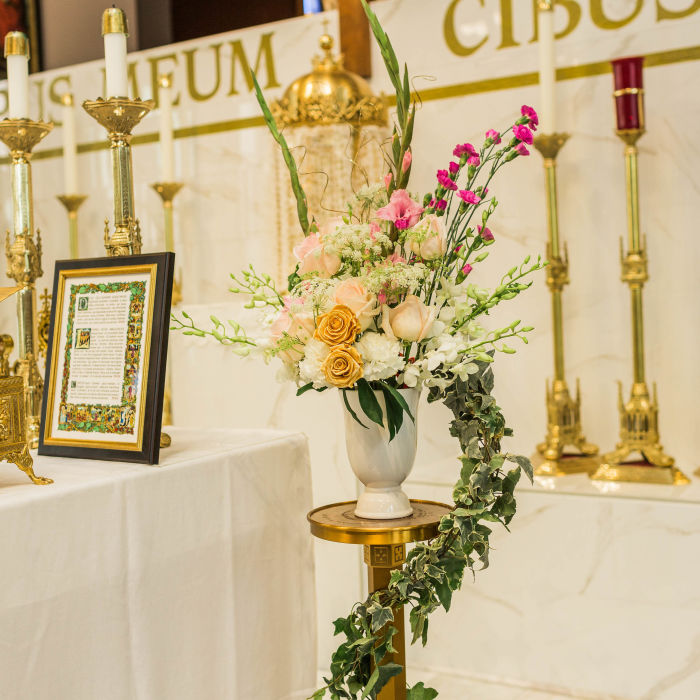 Blush and White Chapel Wedding