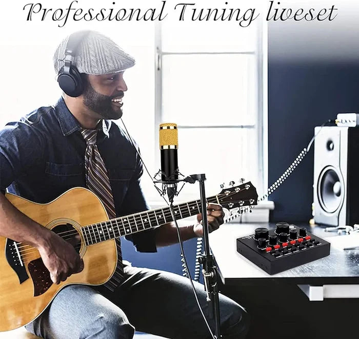 BM800 Microphone Kit with V8 Sound Card, for Studio Recording and Broadcasting Mobile Live Streaming