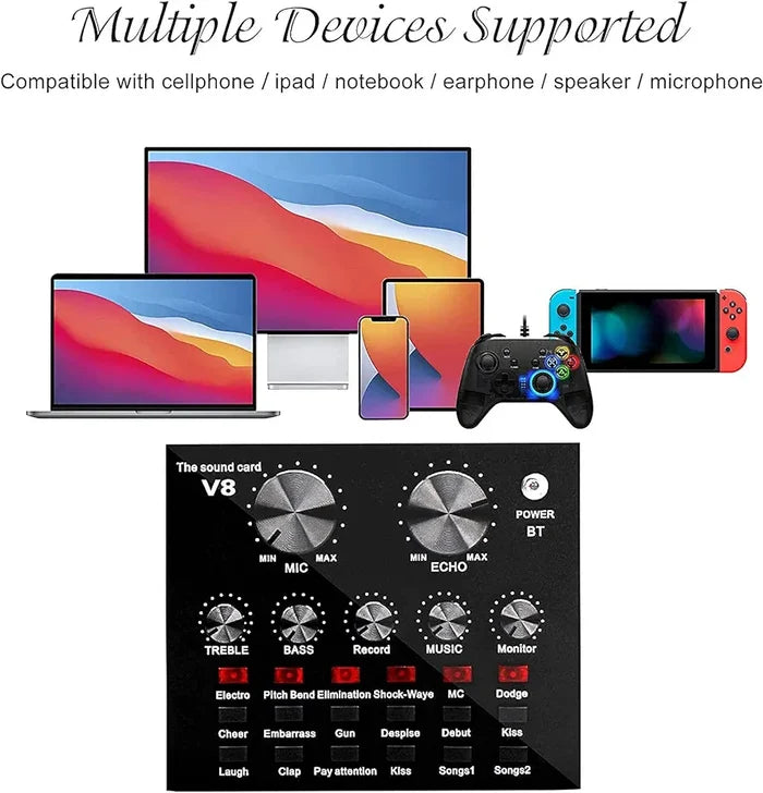 BM800 Microphone Kit with V8 Sound Card, for Studio Recording and Broadcasting Mobile Live Streaming