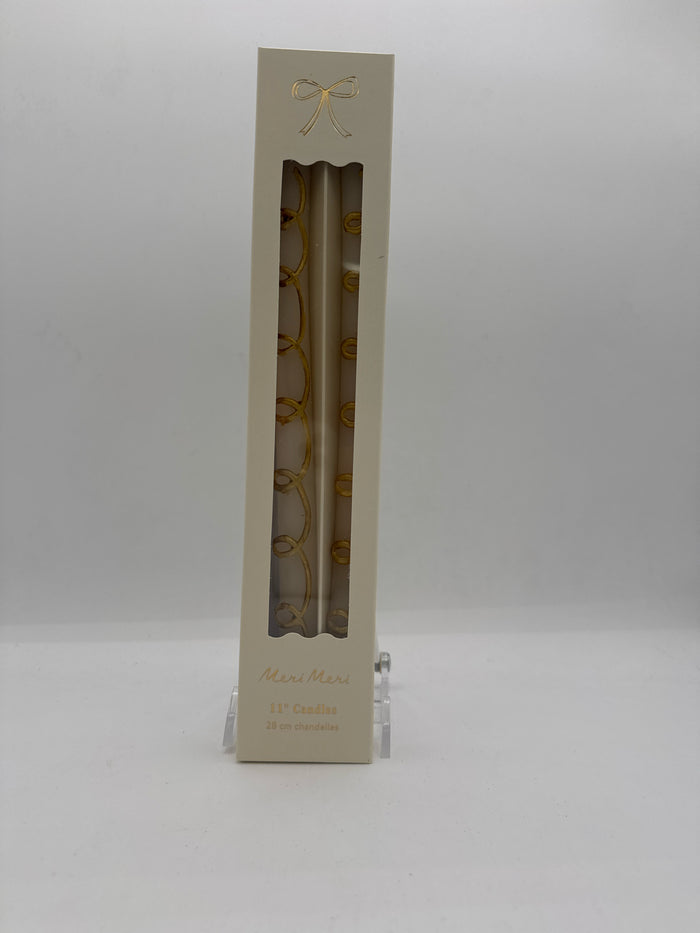 Boxed Set of Two Gold Tapered Candles