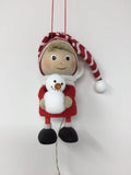 Boy with Snowman & Striped Hat