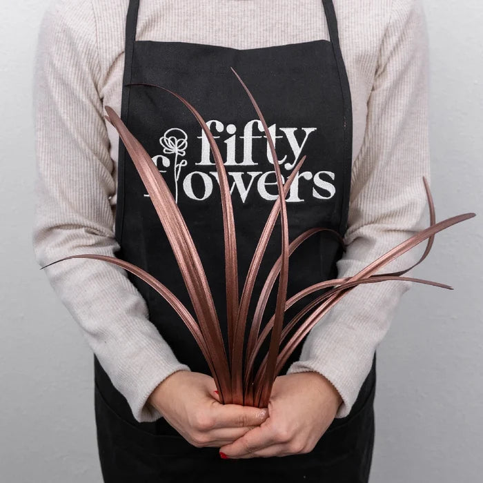 Bronzed Rose Gold Metallic Lily Grass Apron - Image