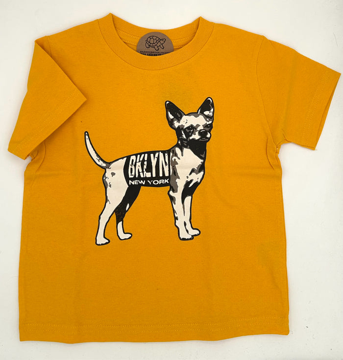 Brooklyn Dog Tee Canary Yellow Kids Size 7 Y