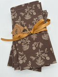 Brown and Cream Floral Napkins