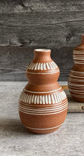 Brown & White Vase with Inlay