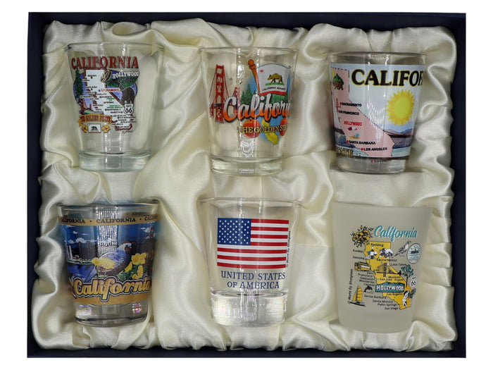 California United States USA Souvenir Boxed Shot Glass Set (Set of 6)